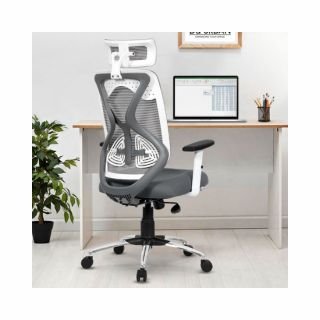 Da URBAN® Merlion Office Chair,High Back Mesh Ergonomic Home Office Desk Chair with 3 Years Warranty, Adjustable Armrests,Adjustable Lumbar Support,Tilt Lock Mechanism (Grey)