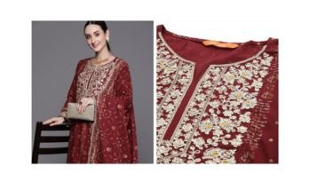 Floral Printed Regular Sequinned Kurta With Sharara & Dupatta
