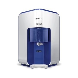 Havells AQUAS Water Purifier (White and Blue), RO+UF, Copper+Zinc+Minerals, 5 stage Purification, 7L Tank, Suitable for Borwell, Tanker & Municipal Water
