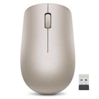 Lenovo 530 Wireless Mouse (Almond): Ambidextrous, Ergonomic Mouse, Up to 8 Million clicks for Left and Right Buttons, Optical Sensor 1200 DPI, 2.4 GHz Wireless Technology via Nano USB Receiver
