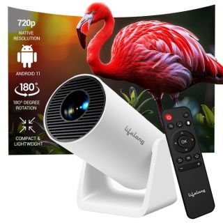 Lifelong LightBeam Plus Smart Projector for Home, Native 720p with 4K Support, 4500 Lumens, Android 11, Apps (Netflix, Prime, YouTube) Freestyle Design with built-in stand, Speaker, WiFi, 100" Display
