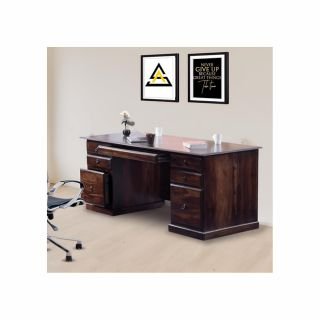 MODERN FURNITURE SHEESHAM Wooden Study Table for Students Big Size with 6 Drawers Study Desk Table Office Table for Work from Home Writing Office Desk Computer Desk (Natural Walnut)
