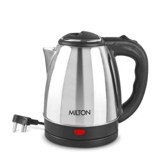 Milton Euroline Go Electro 2.0 Stainless Steel Electric Kettle, 1 Piece, 2 Litre, Silver, Power Indicator, 1500 Watts, Auto Cut-off, Detachable 360 Degree Connector, Boiler for Water, Instant Noodles
