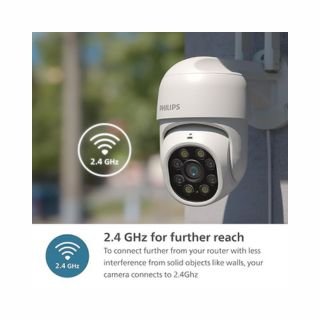 PHILIPS Weatherproof WiFi CCTV Camera for Outdoor & Home | IP65 Security Camera with PTZ, Color Night Vision, 2-Way Talk, AES-128bit Encryption| HSP3800
