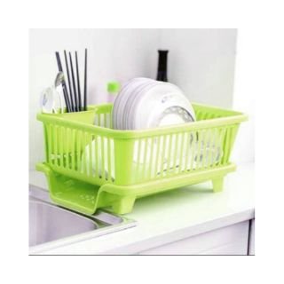 Shopixo Dish Drainer Kitchen Rack Plastic 3 in 1 Large Sink Set Dish Rack Drainer, Drying Rack Washing Basket tray