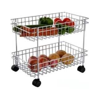 WAYMORE Vegetable and Fruit Trolley/Basket/Stand For Modern Kitchen Storage Rack Stainless Steel Kitchen Trolley  (Pre-assembled)