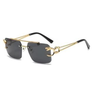 Dervin Retro Rimless Diamond Cut Rectangular sunglasses for Men and Women